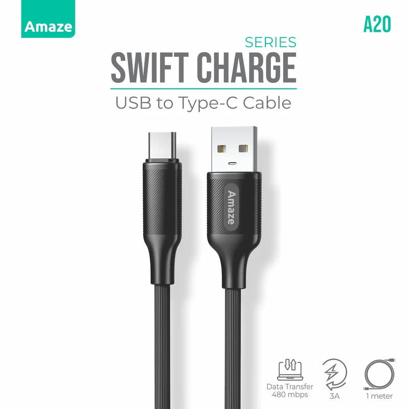 Swift Series USB to Type C Cable 3A 1m | A20